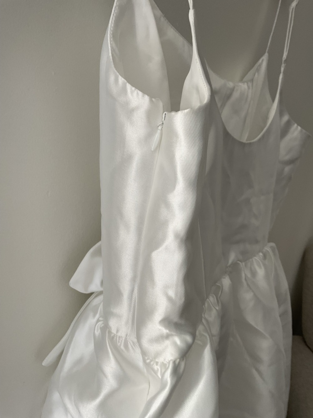 Lulus Classy Aesthetic White Taffeta Bow Midi Dress with Pockets NWT XL - Picture 8 of 14